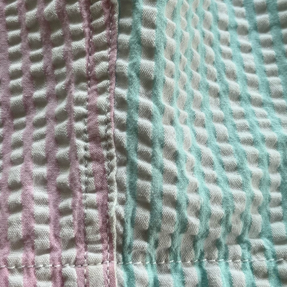 J.Crew Crewcuts Boys’ Seersucker Pink Blue Turquoise Stripes Swim Trunks Size 10 - Picture 8 of 13
